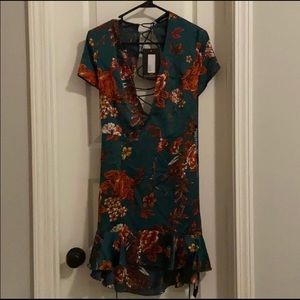 PrettyLittleThing Emerald Green crossback dress